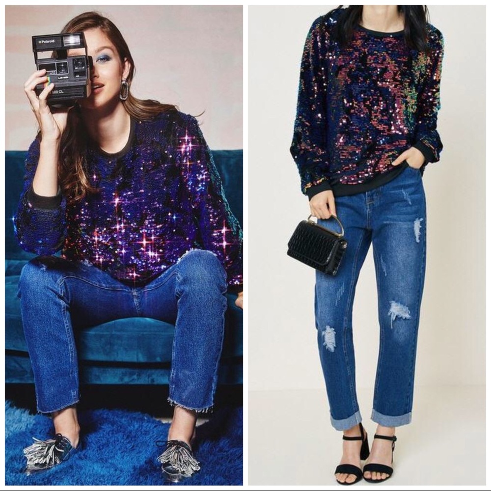 Velvety Sequin Pullover - image 1